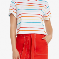 white shirt with rainbow stripe